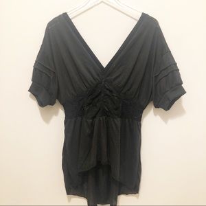Free People Black Babydoll Top With Lace Detail